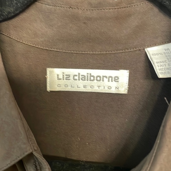 Vintage Brown Silk Button Down size M - Picture 2 of 6